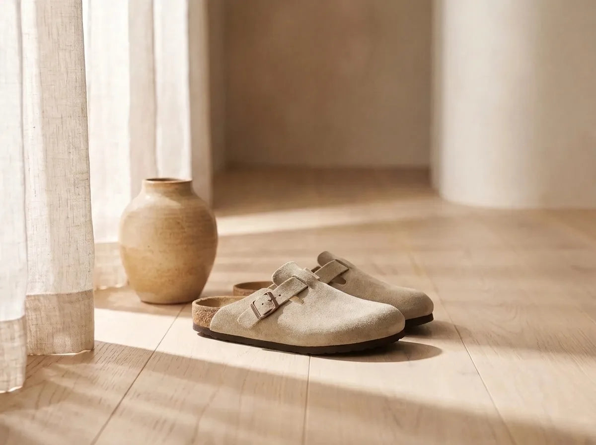 Les sabots posés dans un intérieur